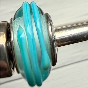 Pandora Turquoise Swirl Glass Bead